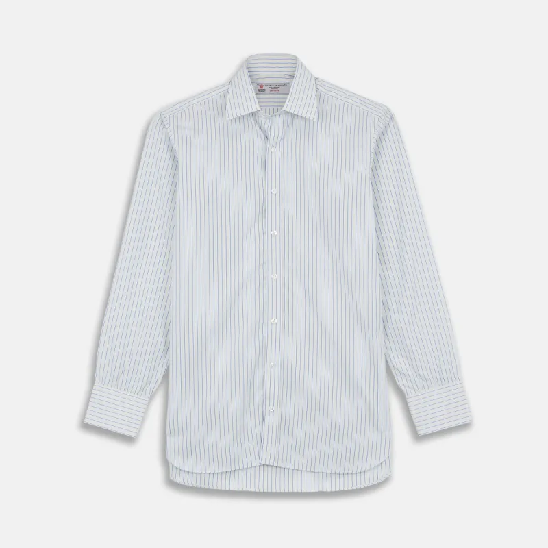 Yellow and Navy Small Stripe Shirt with T&A Collar and 3-Button Cuffs sold by Turnbull & Asser