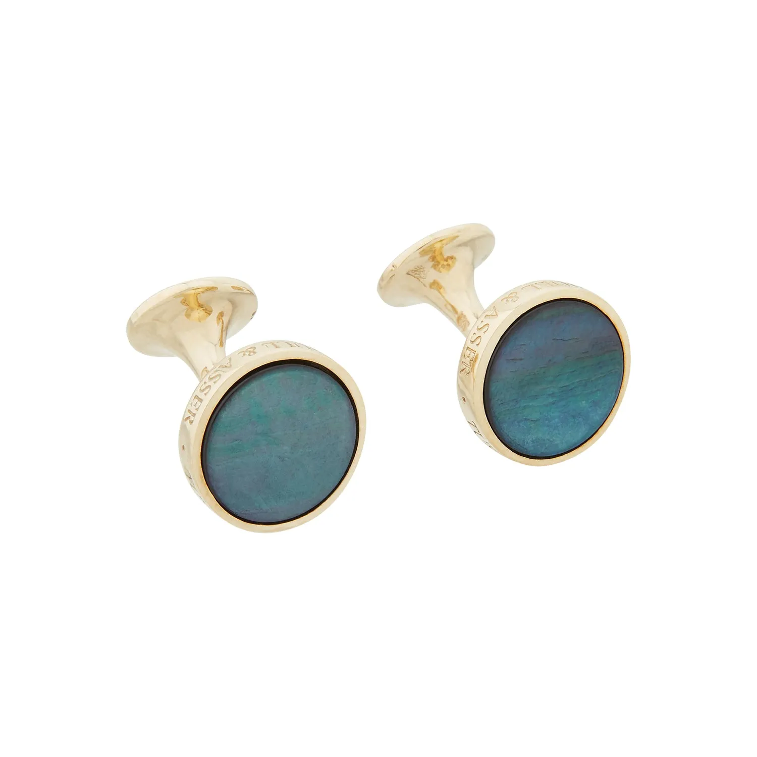Gold and Navy Mother of Pearl Cufflinks sold by Turnbull & Asser product image thumbnail 5