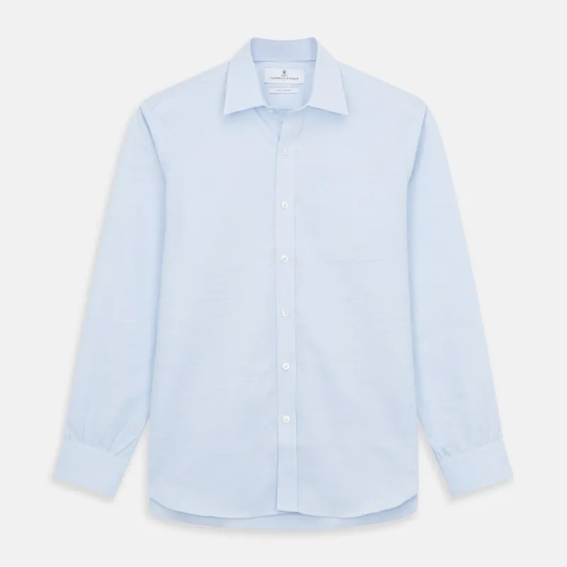 Plain Blue Weekend Fit Chambray Finch Shirt With Derby Collar And Chest Pocket sold by Turnbull & Asser