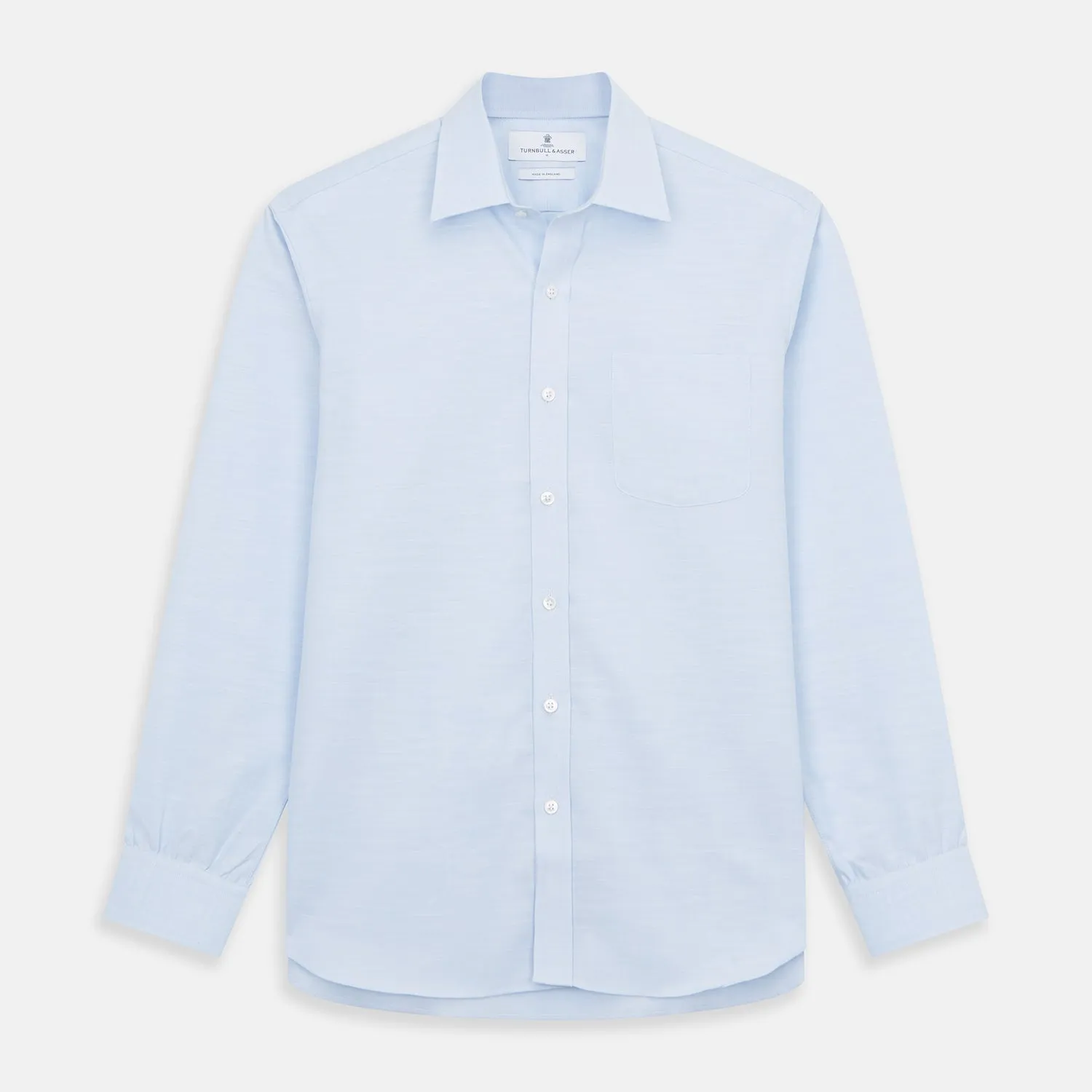 Plain Blue Weekend Fit Chambray Finch Shirt With Derby Collar And Chest Pocket sold by Turnbull & Asser