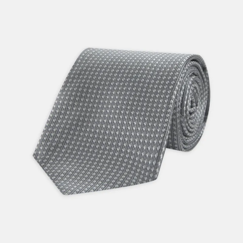Grey and White Diamond Silk Tie sold by Turnbull & Asser
