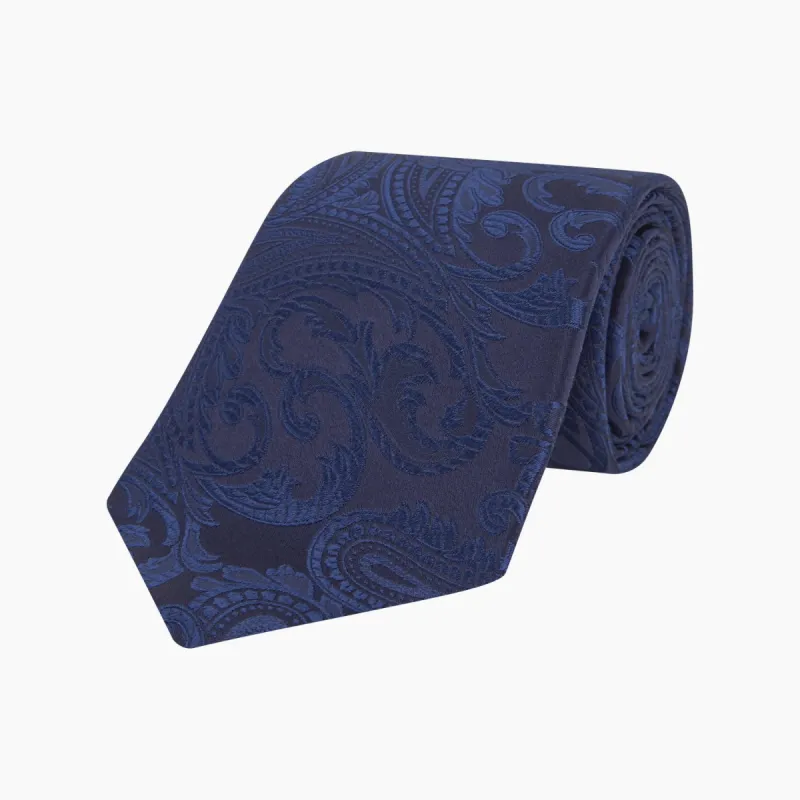 Navy Paisley Silk Tie sold by Turnbull & Asser
