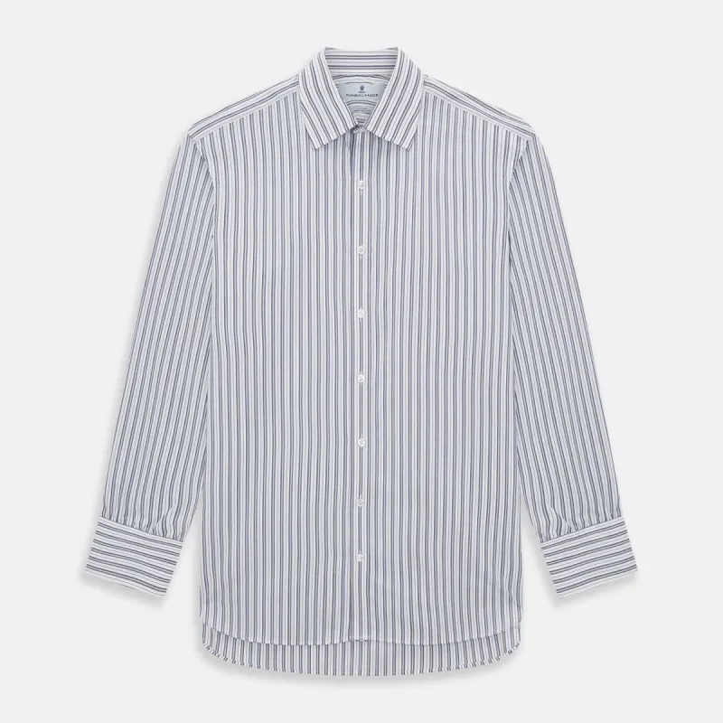 Navy Multi Stripe Mayfair Shirt sold by Turnbull & Asser