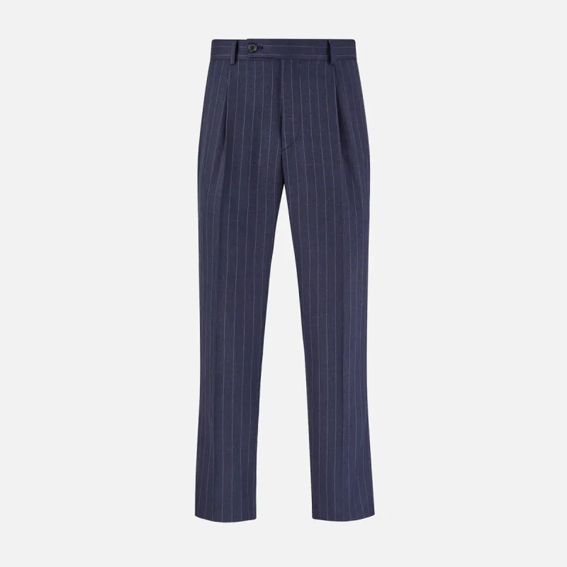 Navy Pinstripe Arthur Trousers sold by Turnbull & Asser