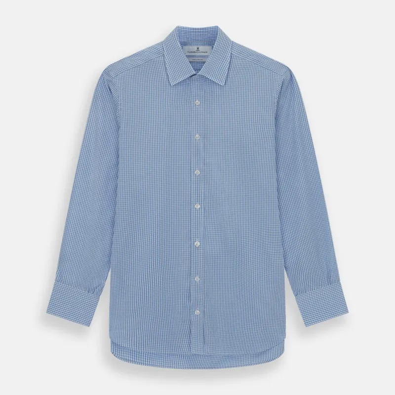Light Blue Gingham Check Shirt with T&A Collar and 3-Button Cuffs sold by Turnbull & Asser