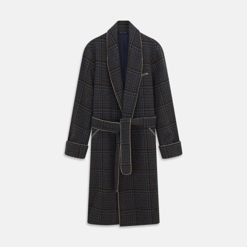 Charcoal Grey Check Wool Pierce Gown sold by Turnbull & Asser
