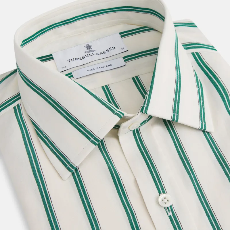 Green Double Track Stripe Mayfair Shirt sold by Turnbull & Asser