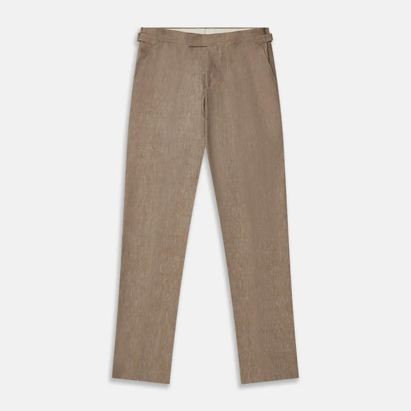 Beige Wool and Linen Blend Jonathan Trouser sold by Turnbull & Asser