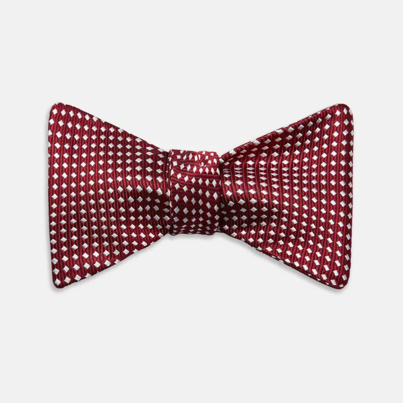 Burgundy and White Diamond Silk Bow Tie sold by Turnbull & Asser