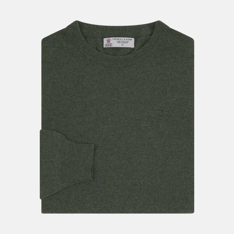 Green Crew Neck Cashmere Jumper sold by Turnbull & Asser