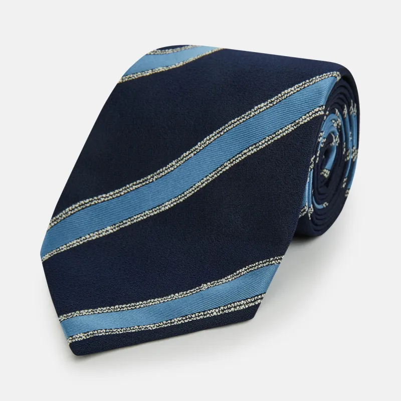 Navy Multi Stripe Silk Tie sold by Turnbull & Asser
