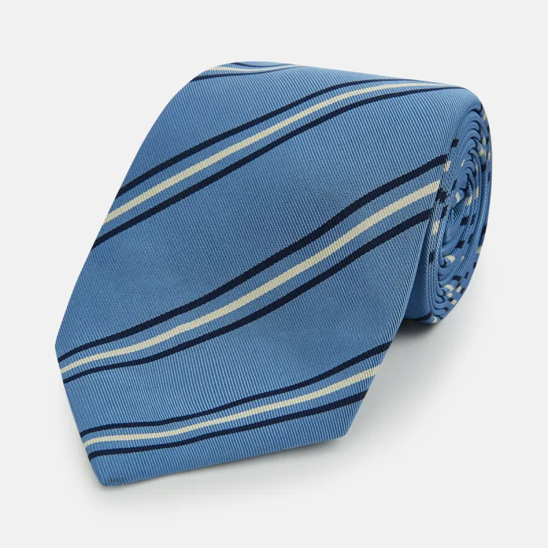 Blue Multi Stripe Silk Blend Tie sold by Turnbull & Asser
