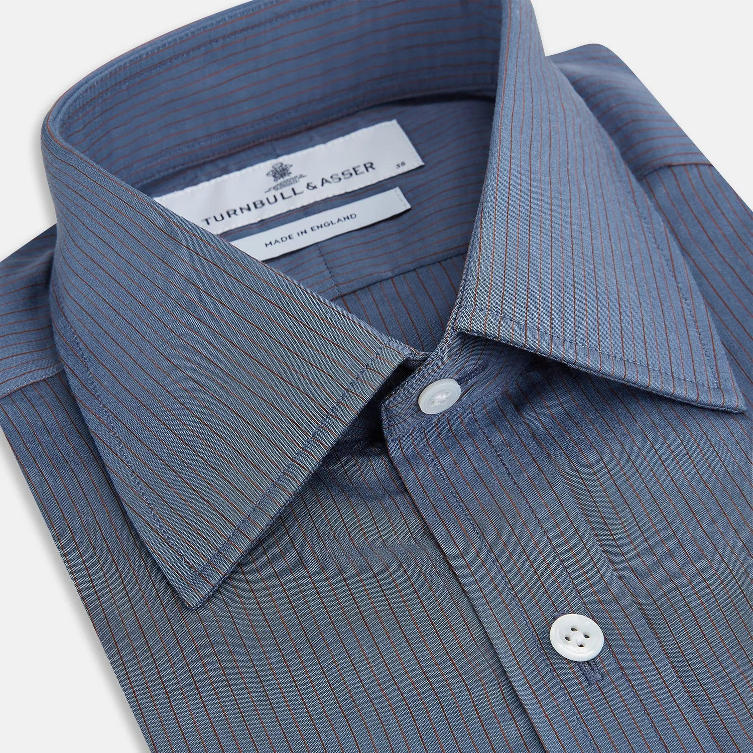 Mid Blue Red Stripe Regular Fit Mayfair Shirt sold by Turnbull & Asser product image thumbnail 2