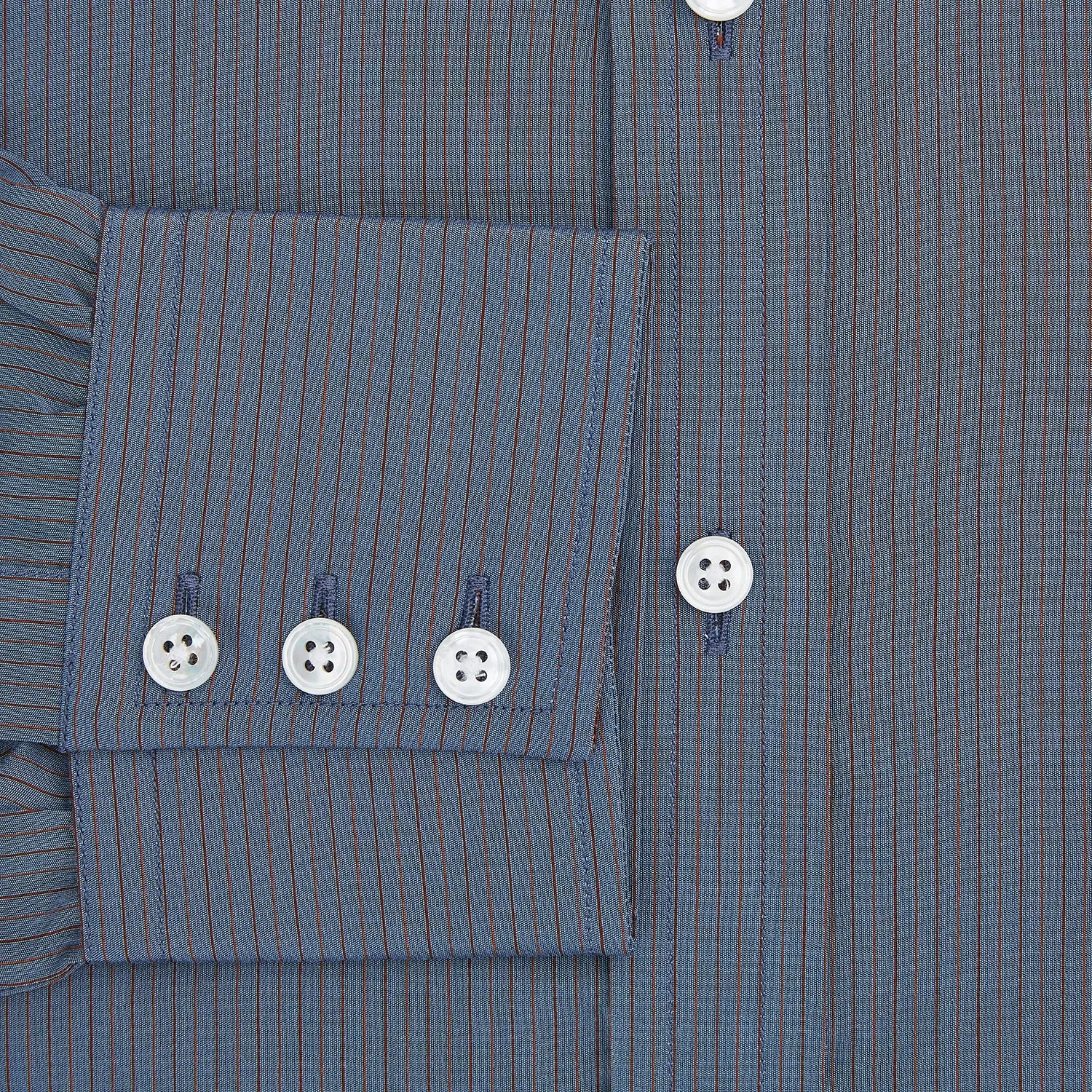 Mid Blue Red Stripe Regular Fit Mayfair Shirt sold by Turnbull & Asser product image thumbnail 5