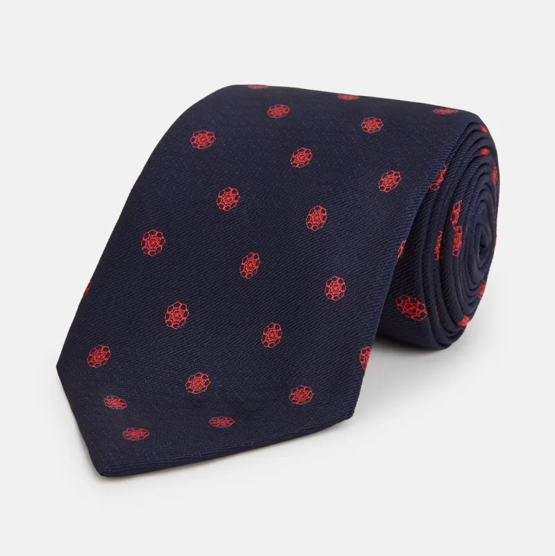 EMBLEM SPOT NAVY TULIP TIE sold by Turnbull & Asser
