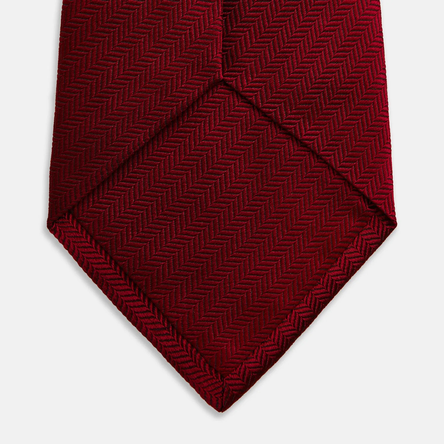 PLAIN HERRINGBONE BURGUNDY TIE sold by Turnbull & Asser product image thumbnail 4