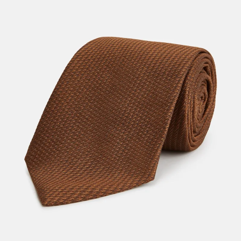PLAIN LACE JACQUARD EARTH TIE sold by Turnbull & Asser