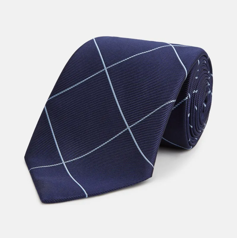 WINDOW PANE NAVY RIVER TIE sold by Turnbull & Asser