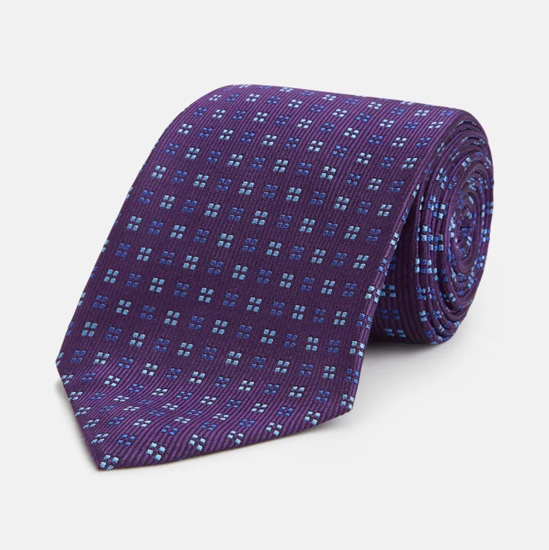 MINI SQUARE SPOT PLUM BLUE TIE sold by Turnbull & Asser
