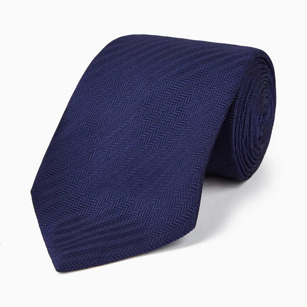 PLAIN HERRINGBONE NAVY TIE sold by Turnbull & Asser product image thumbnail 5