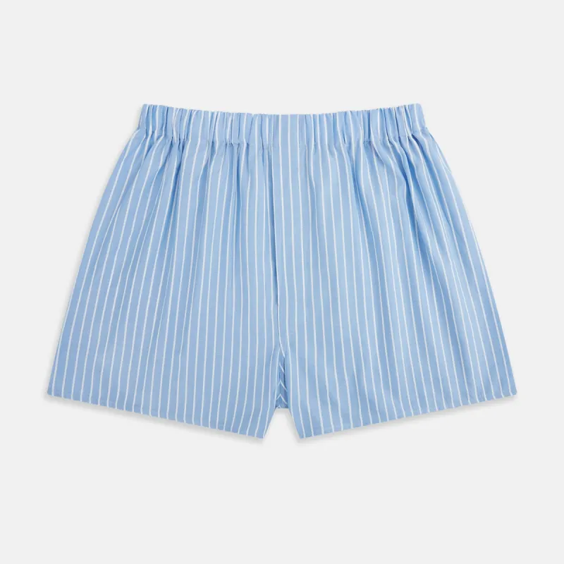 White and Blue Stripe Godfrey Boxer Shorts sold by Turnbull & Asser