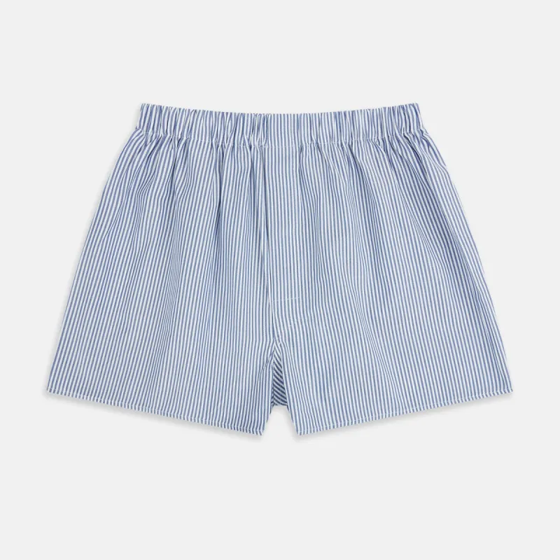 Navy Bengal Stripe Godfrey Boxer Shorts sold by Turnbull & Asser