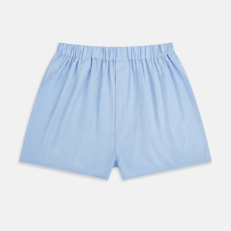Plain Blue Godfrey Boxer Shorts sold by Turnbull & Asser
