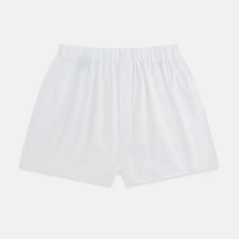 Plain White Godfrey Boxer Shorts sold by Turnbull & Asser