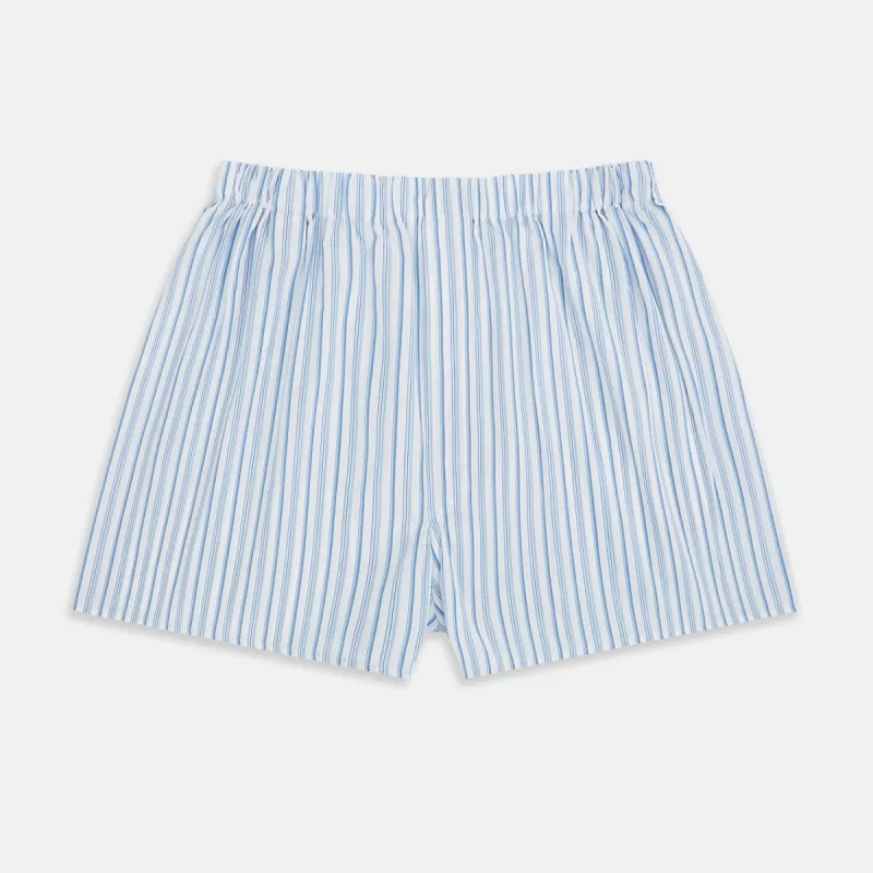 Blue Multi Stripe Godfrey Boxer Shorts sold by Turnbull & Asser