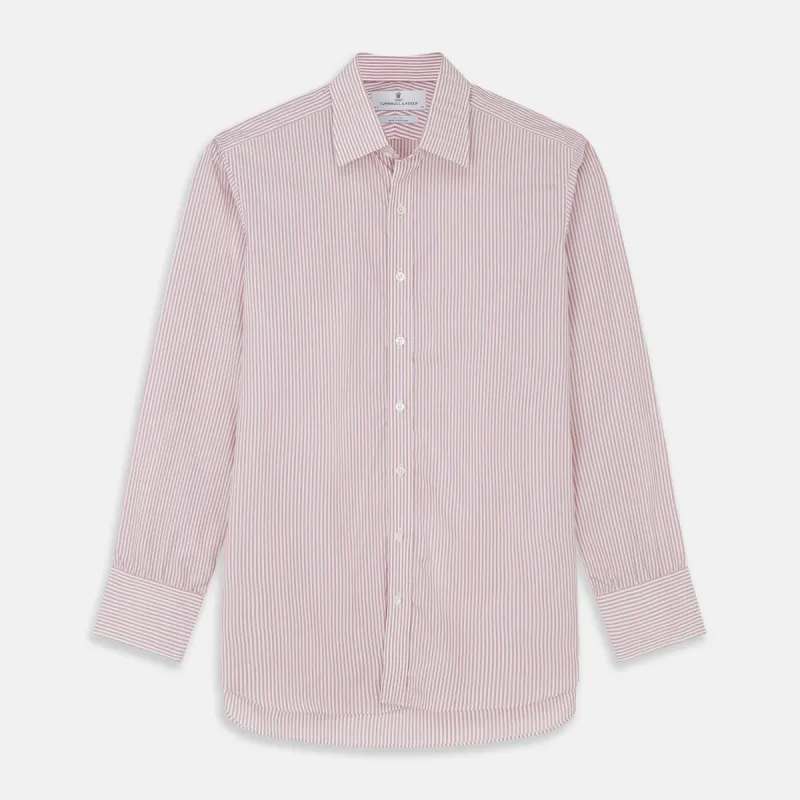 Burgundy Stripe West Indian Sea Island Cotton Regular Fit Mayfair Shirt sold by Turnbull & Asser