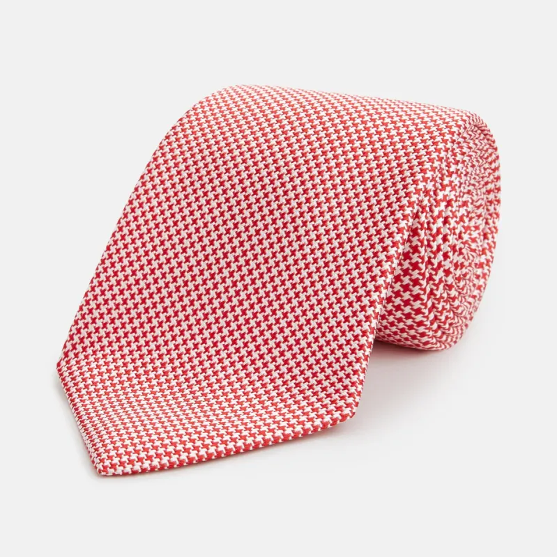Red Houndstooth Silk Tie sold by Turnbull & Asser