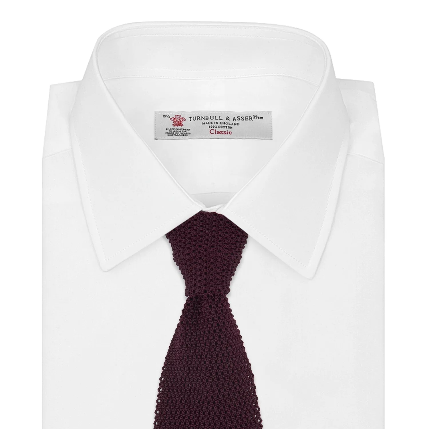 <div>Burgundy Knitted Silk Tie</div> sold by Turnbull & Asser product image thumbnail 2