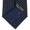 White and Navy Spot Printed Silk Tie sold by Turnbull & Asser