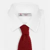 KNITTED RED SILK PLAIN TIE sold by Turnbull & Asser