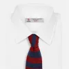 KNITTED STRIPE RED TIE sold by Turnbull & Asser
