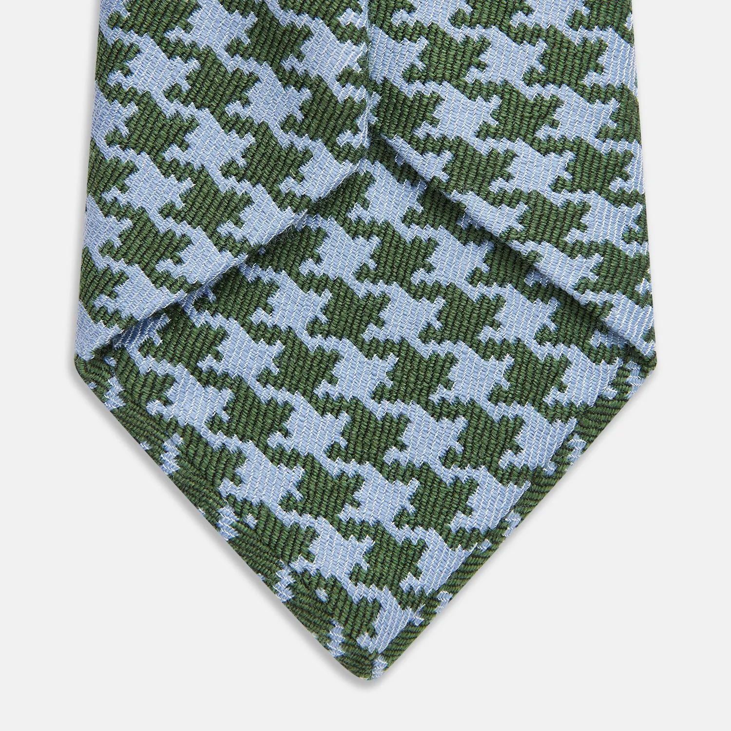 Green and Blue Houndstooth Wool Blend Tie sold by Turnbull & Asser product image thumbnail 3