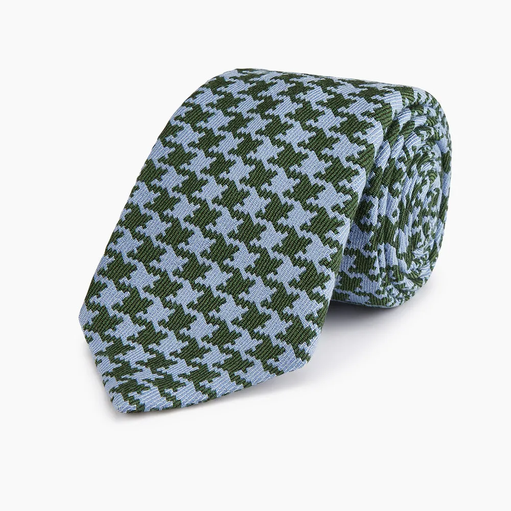 Green and Blue Houndstooth Wool Blend Tie sold by Turnbull & Asser product image thumbnail 5