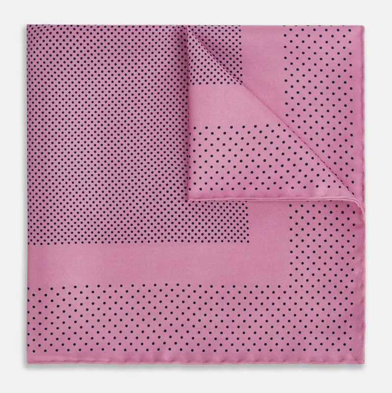 Pink Dot Silk Pocket Square sold by Turnbull & Asser