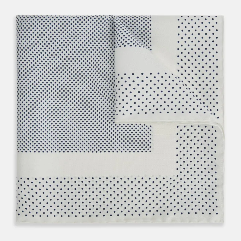 Cream Dot Silk Pocket Square sold by Turnbull & Asser