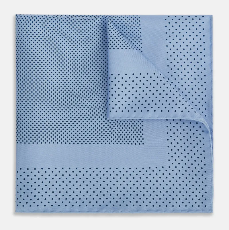 Pale Blue Dot Silk Pocket Square sold by Turnbull & Asser
