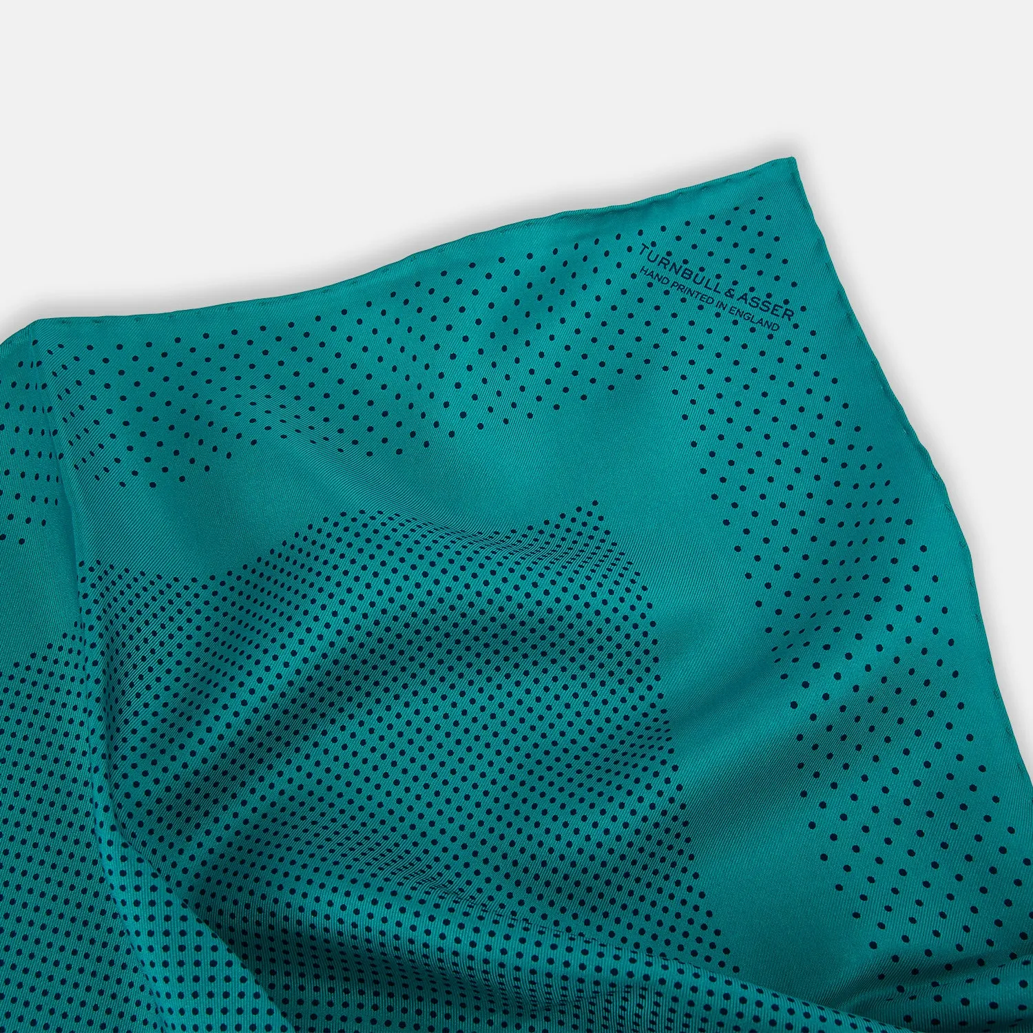 Petrol Green Dot Silk Pocket Square sold by Turnbull & Asser product image thumbnail 2