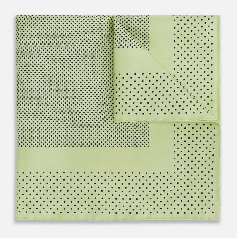 Melon Green Dot Silk Pocket Square sold by Turnbull & Asser