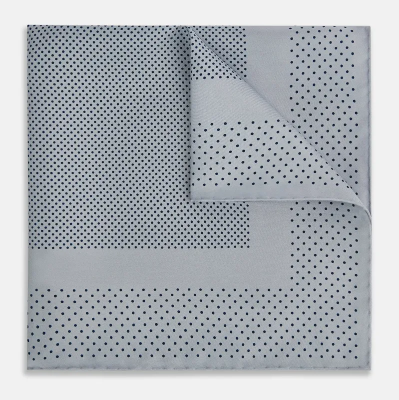 Grey Dot Silk Pocket Square sold by Turnbull & Asser
