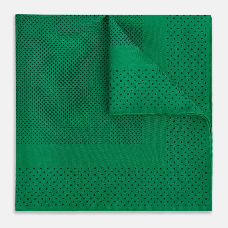 Green Dot Silk Pocket Square sold by Turnbull & Asser