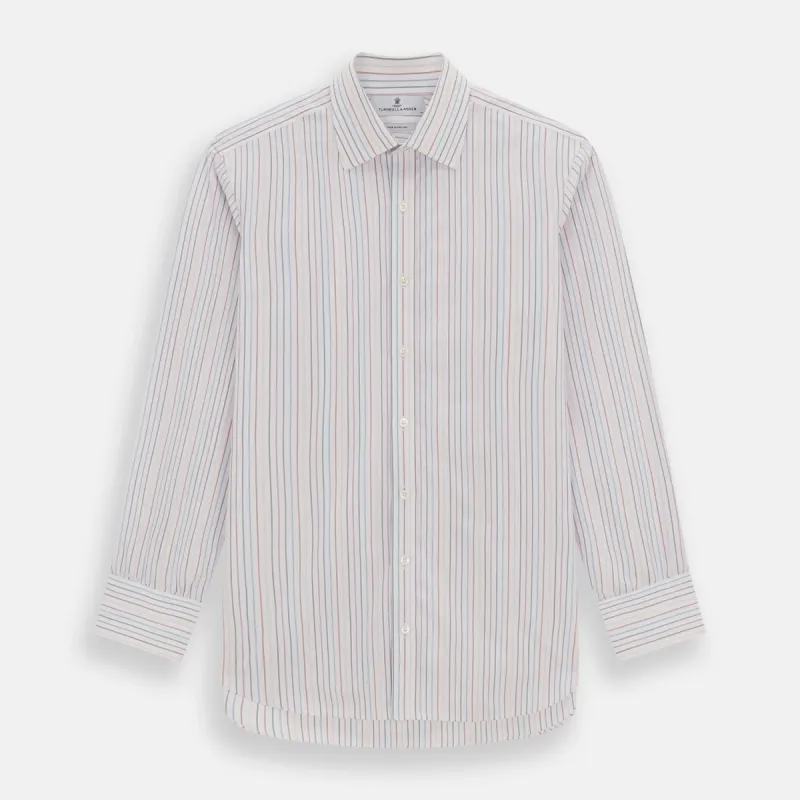 Pink and Blue Multi Double Pinstripe Mayfair Shirt sold by Turnbull & Asser