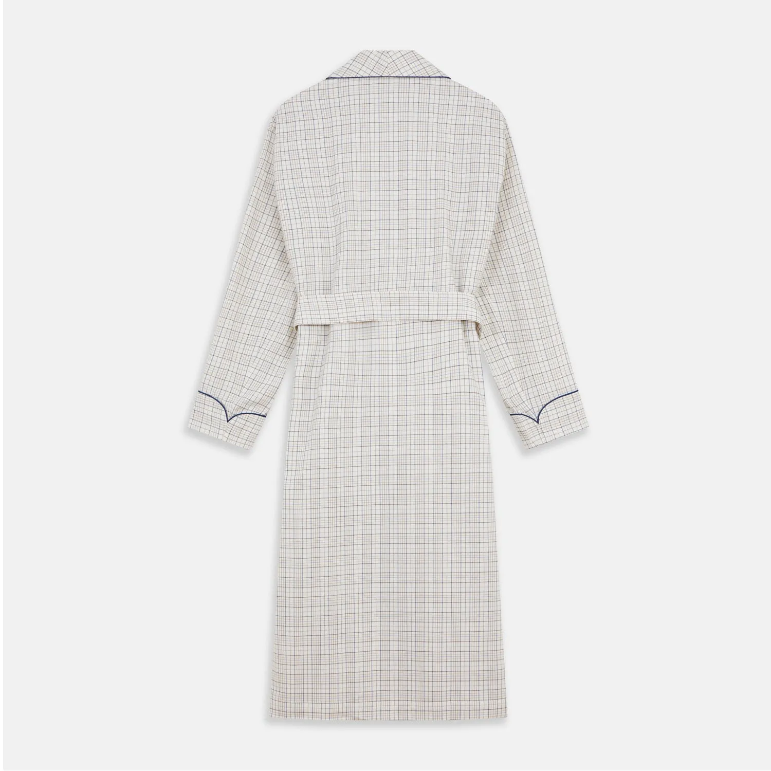 Brown Multi Check Cotton-Cashmere Gown sold by Turnbull & Asser product image thumbnail 5