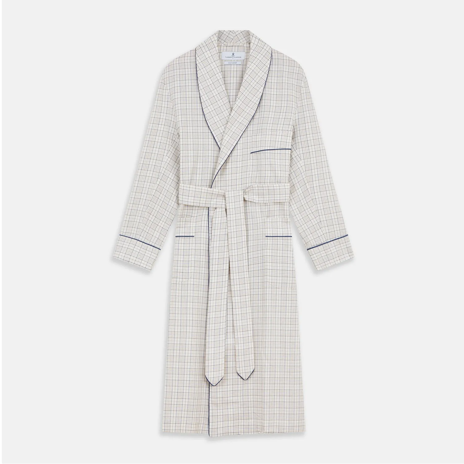 Brown Multi Check Cotton-Cashmere Gown sold by Turnbull & Asser