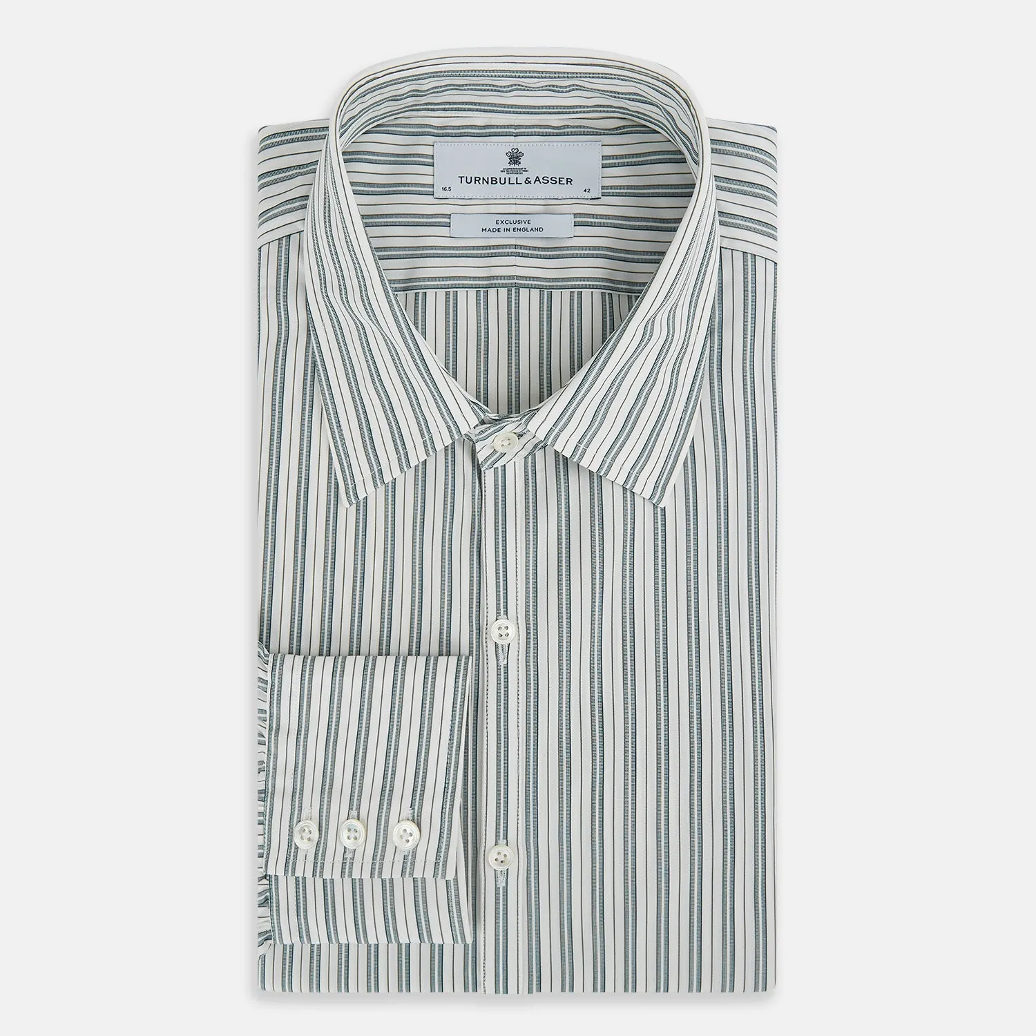 OLIVE & SAGE GREEN MULTI TRACK STRIPE WESTMINSTER SHIRT sold by Turnbull & Asser product image thumbnail 4