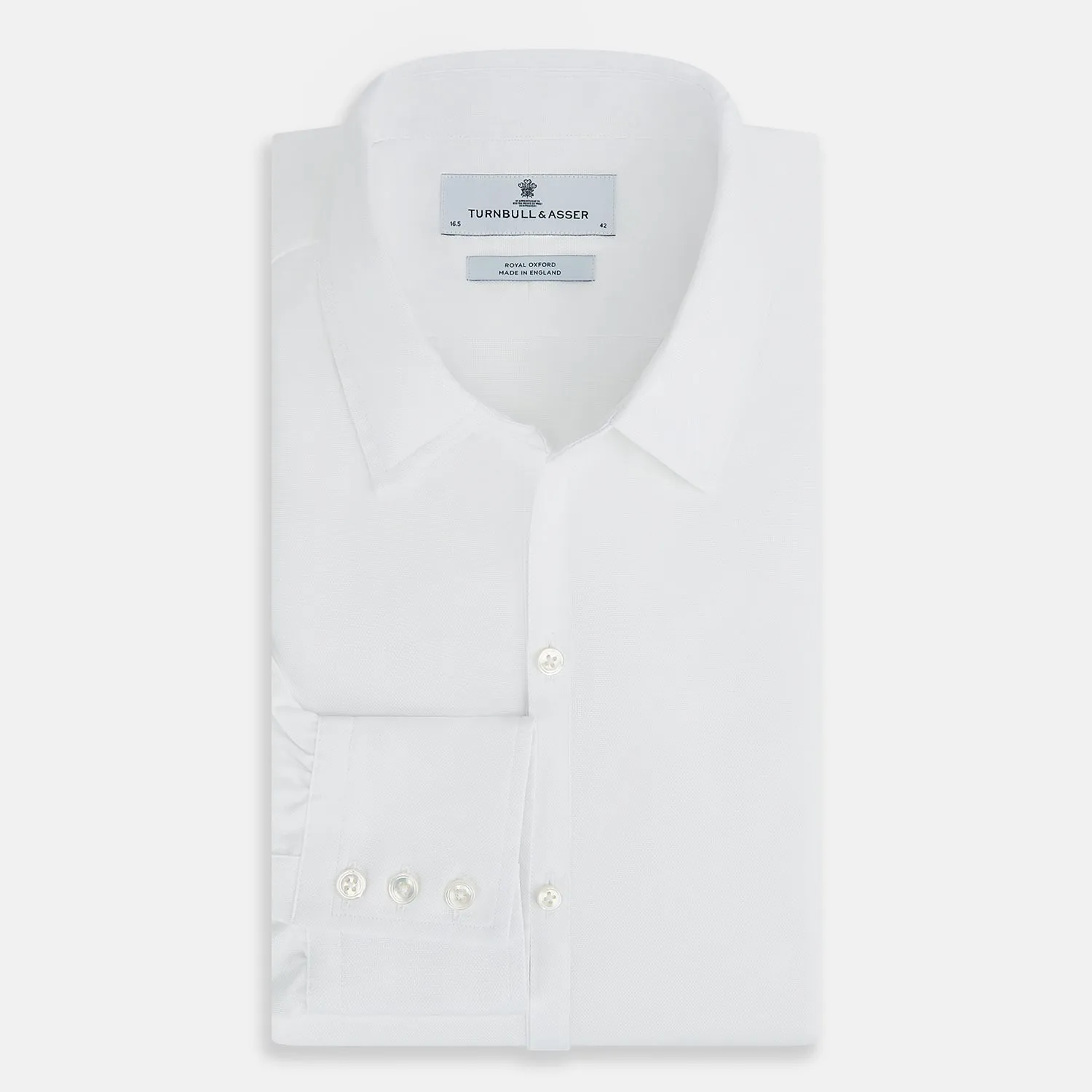 WHITE ROYAL OXFORD COTTON WINDSOR SHIRT WITH TURNBULL OPEN COLLAR AND 3-BUTTON CUFFS sold by Turnbull & Asser product image thumbnail 5