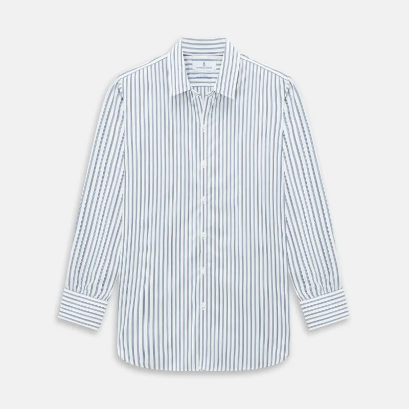 SAPPHIRE BLUE MULTI TRACK STRIPE WINDSOR SHIRT sold by Turnbull & Asser